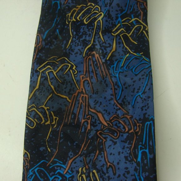Appointed Apparel Living Epistles Christian Tie Pray Praying Hands Blue - Picture 3 of 8